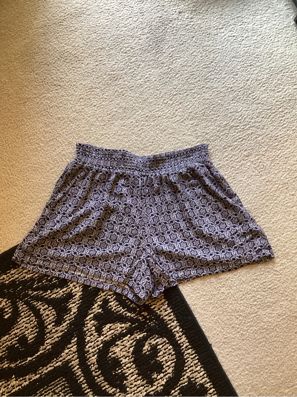 Knox Rose Blue Patterned Elastic-Waist Women's Shorts